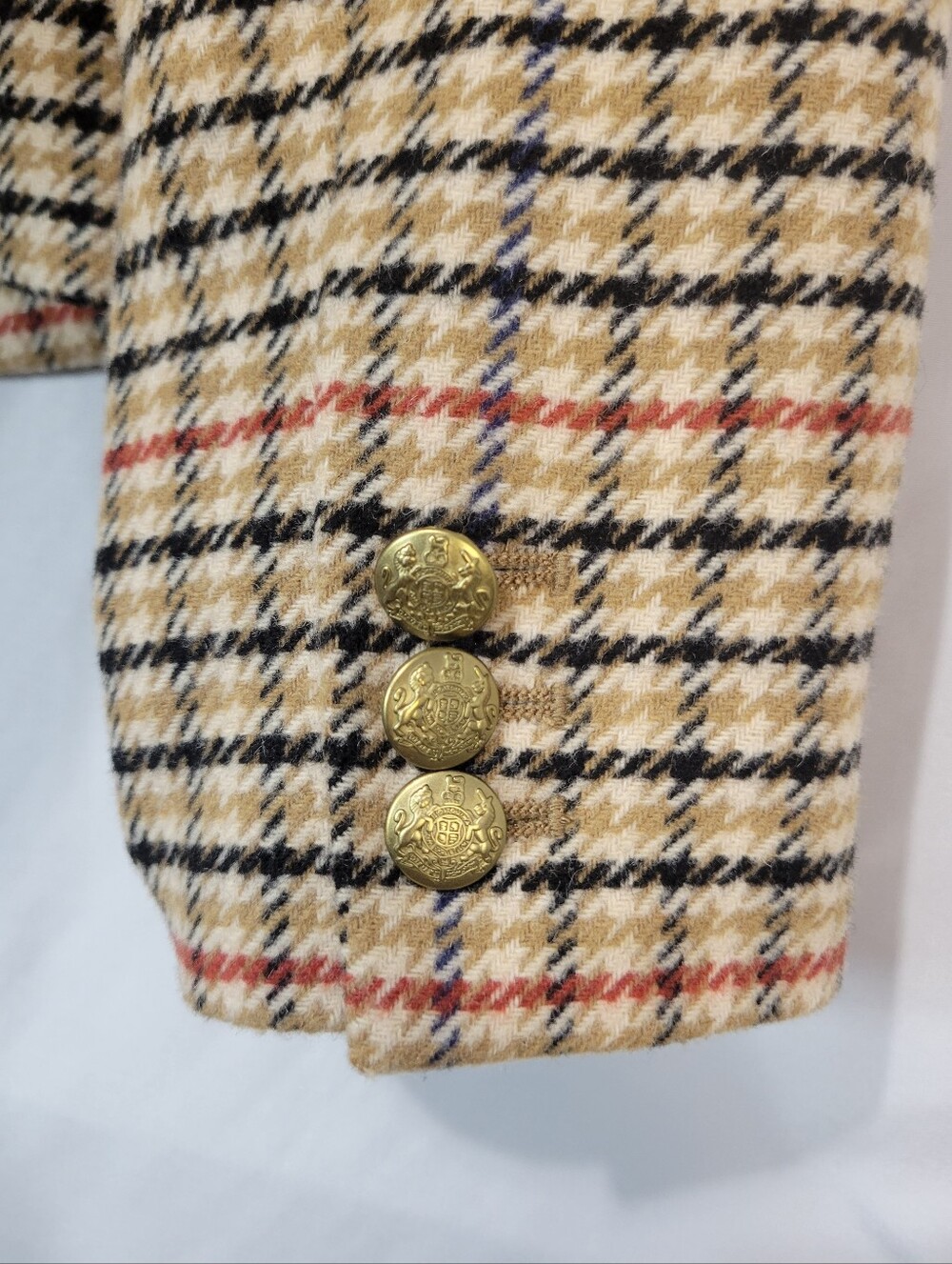 J.Crew Plaid Herringbone Tan Wool Blend Schoolboy Blazer Old-money Academia Fall - Picture 14 of 15